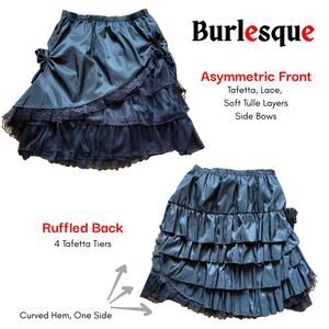 Burleska Black Tafetta Ruffled Skirt Victorian Goth Steampunk Alt Lolita Cosplay